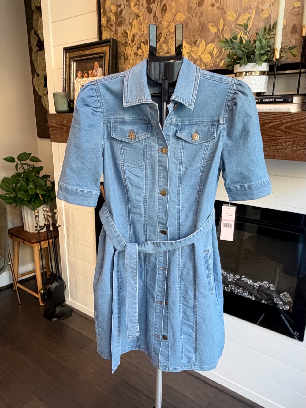 NANETTE size 10 Light Blue Denim Dress with Waist Tie